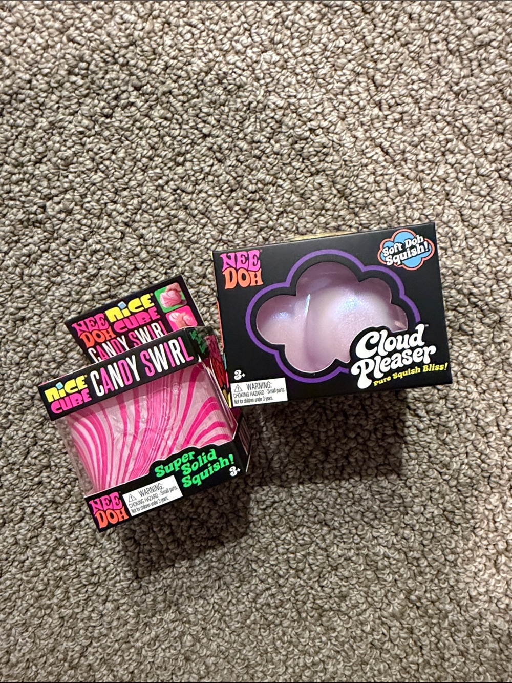 Pink Cloud Pleaser & Candy Swirl Squish Toy Duo